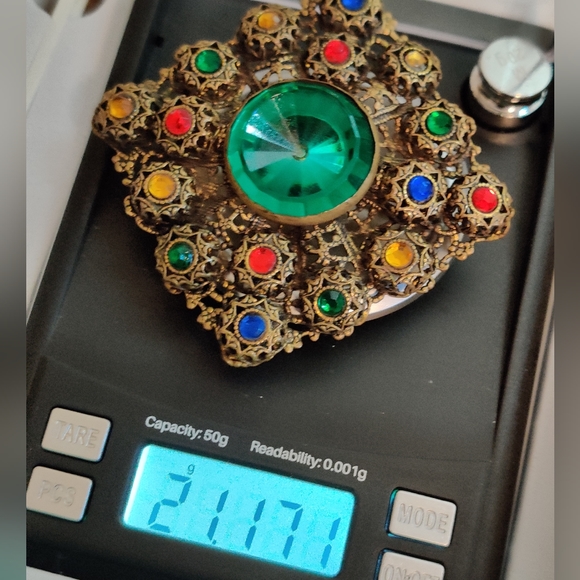 Vintage 30s Czech Filigree Brooch C-clasp - Picture 7 of 12